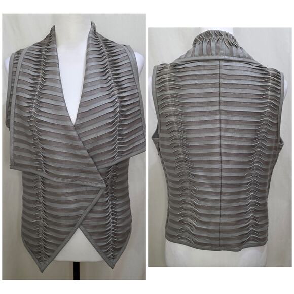 G.I.L.I. Lisa Robertson Pierced Leather Moto Vest, Light Taupe Storm Gray, 6 - Picture 1 of 7